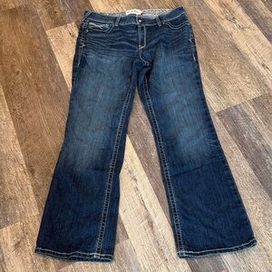 Ariat R.E.A.L. Mid Rise Stretch Whipstitch Boot Cut Blue Jeans Women Size 34 R